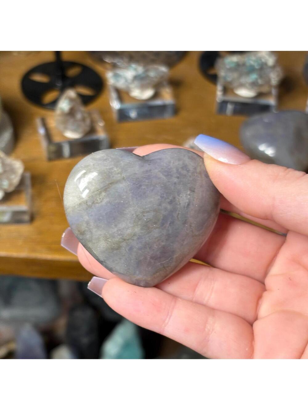 Blue Rose Quartz Heart Palm Stone | Rare Polished Crystal for Calming Energy